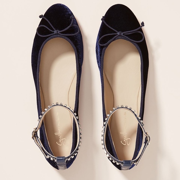Anthropologie Shoes - Guilhermina Embellished Velvet Ballet Flats US 8